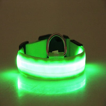 Dog Night Safety Collar Nylon LED Night Light USB Automatic Flashing Fluorescent Protection for Dog'S Travel