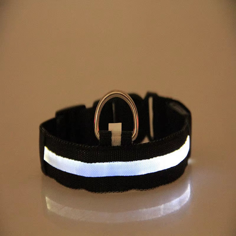 Dog Night Safety Collar Nylon LED Night Light USB Automatic Flashing Fluorescent Protection for Dog'S Travel