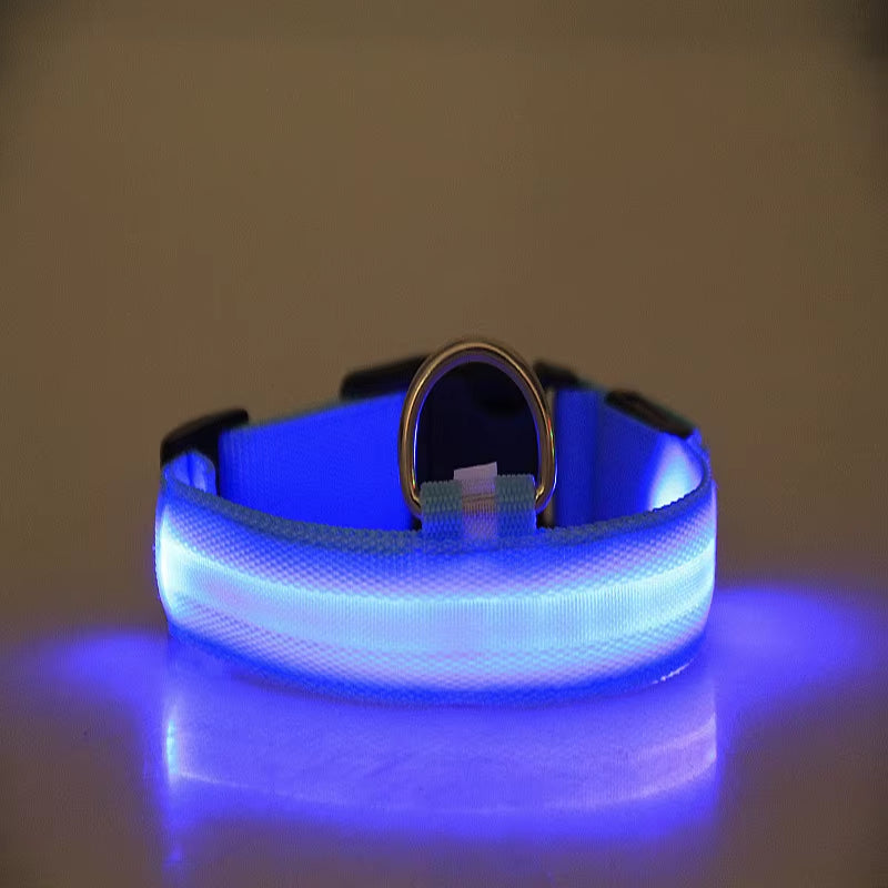 Dog Night Safety Collar Nylon LED Night Light USB Automatic Flashing Fluorescent Protection for Dog'S Travel