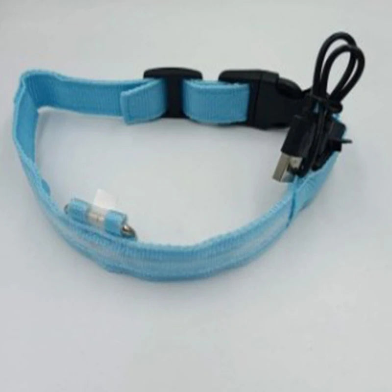 Dog Night Safety Collar Nylon LED Night Light USB Automatic Flashing Fluorescent Protection for Dog'S Travel